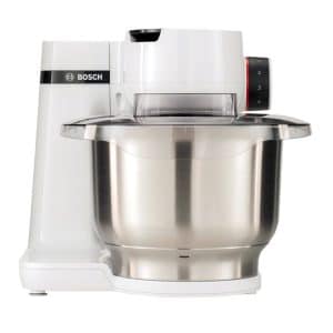 ماشین آشپزخانه بوش مدل MUMS2EW40، 1000 وات، کاسه 3.8 لیتری استیل، سیستم چرخشی سه‌بعدی، 7 سطح سرعت، عملکرد پالس، طراحی مدرن و مقاوم