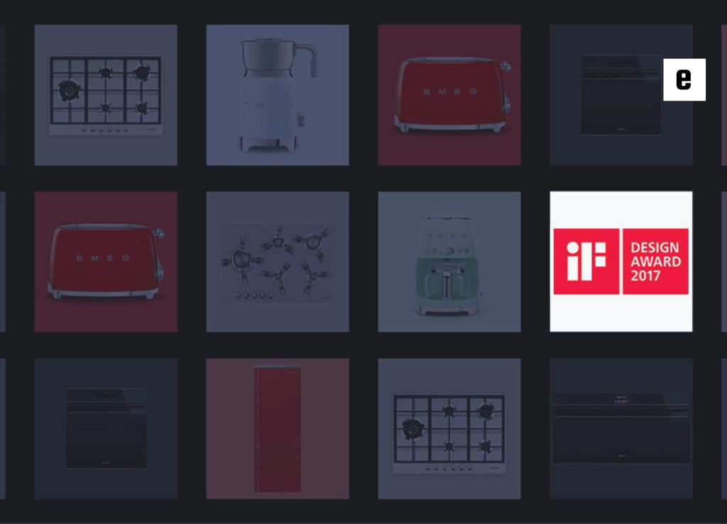 لوگوی جوایز متعدد اسمگ همراه با نمادهای طراحی و نوآوری.

