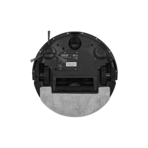 نمای زیرین جاروبرقی رباتیک Sencor SRV 9085BK مشکی، شامل برس مرکزی و پد طی‌کشی.