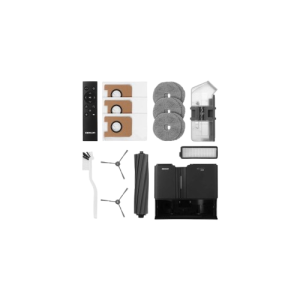 نمای زیرین جاروبرقی رباتیک Sencor SRV 9790BK مشکی با دو تی چرخشی و برس مرکزی.