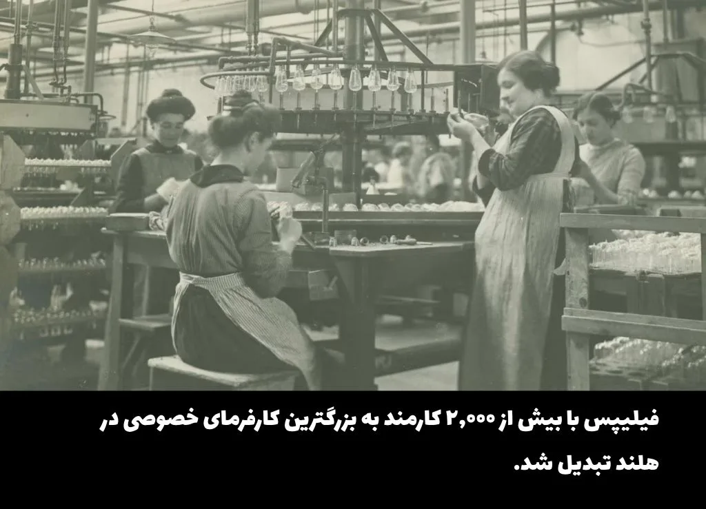 نمای داخلی یک کارخانه بزرگ فیلیپس در اوایل قرن بیستم