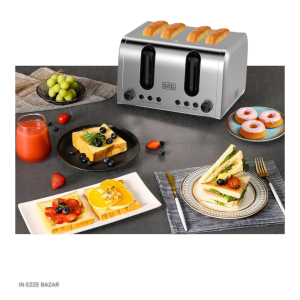 کلوزآپ از بدنه استیل ضد زنگ تستر ۴ اسلایس بلک اند دکر ET444