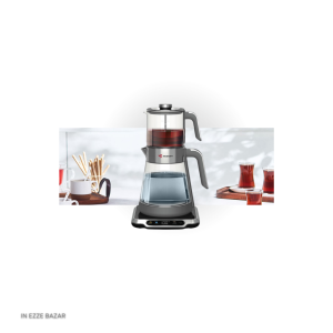 کتری برقی ۱.۷ لیتری در حال جوشاندن آب روی پایه اصلی چای ساز مباشی مدل ME-TM305.