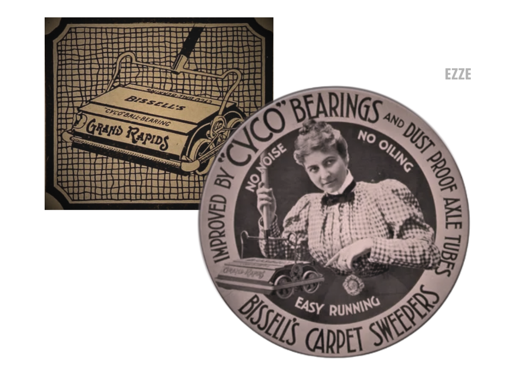 بخشی از داستان بیسل، با جاروبرقی‌های اولیه و شامپو فرش‌های دستی دهه ۵۰ میلادی.