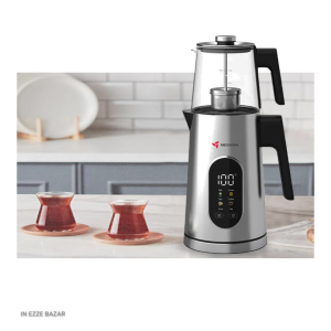 چای ساز مباشی مدل ME-TM303: لوگوی برند Mebashi روی بدنه کتری.