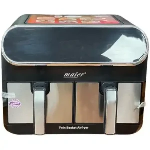 سرخ کن مایر MR-9040؛ نمای زاویه‌دار دستگاه و دو دسته سبد